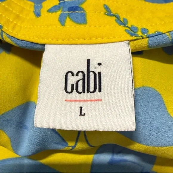 💙💛 Cabi Yellow Blue Floral Tunic Dress Size L Flowy Boho Lightweight💙💛 - Picture 9 of 11